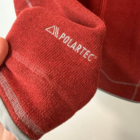 Mountain Hardwear Men's Fleece Jacket Red Grey Large Polartec Full Zip Outdoor - Picture 7 of 9